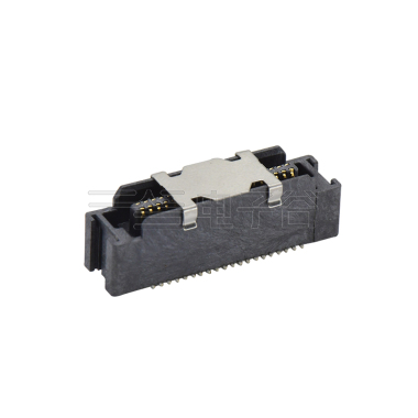 Board to Board 0.8mm 单槽7.5H带柱无接地片公座 40pin 黑色 镀半金 G/F，雾锡
